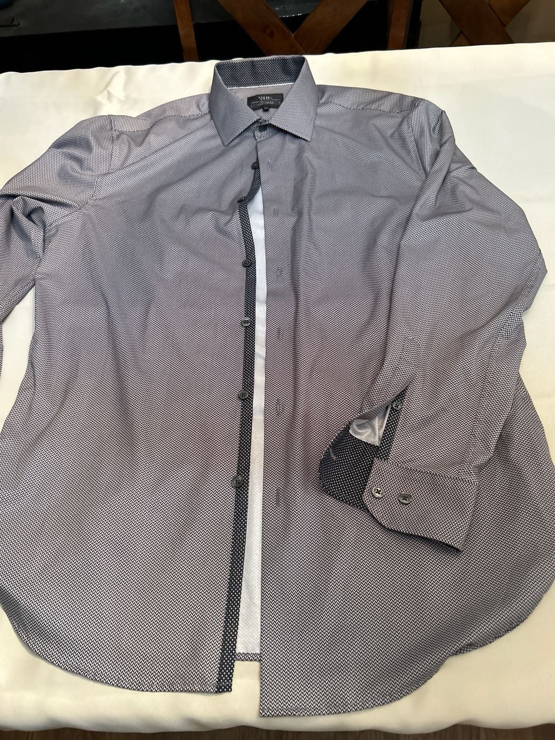 Wrk 4-Way Stretch Geo Chevron Performance Dress Shirt Size 16.5